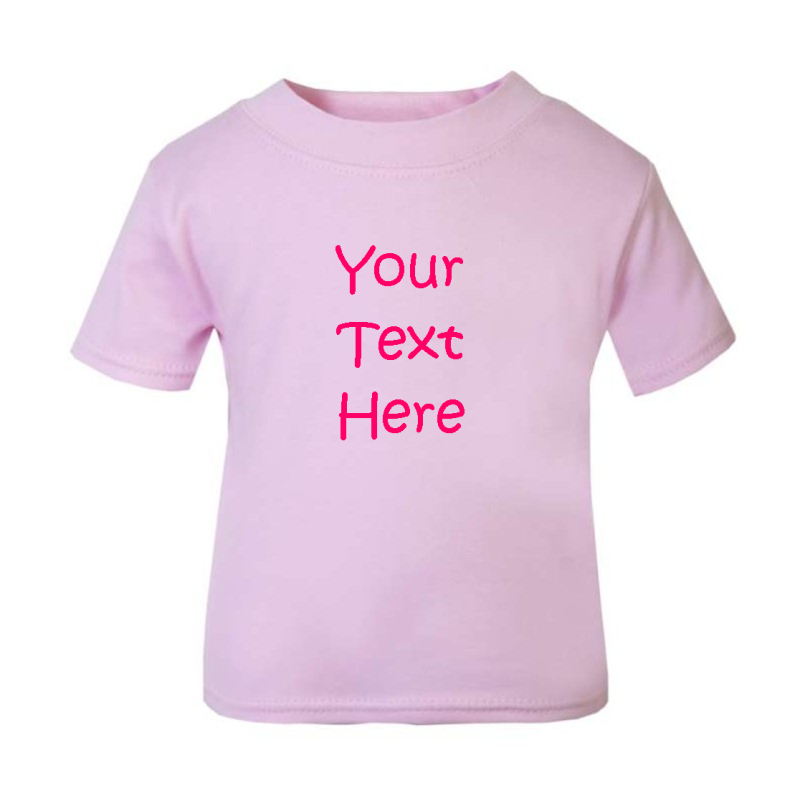 Personalised Pink Baby and Toddler T-Shirt in Pink from 0 to 6 years
