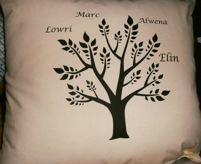 Personalised family tree cushion