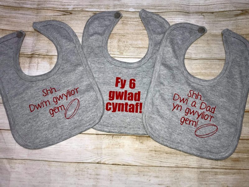 Welsh set of three rugby bibs -grey