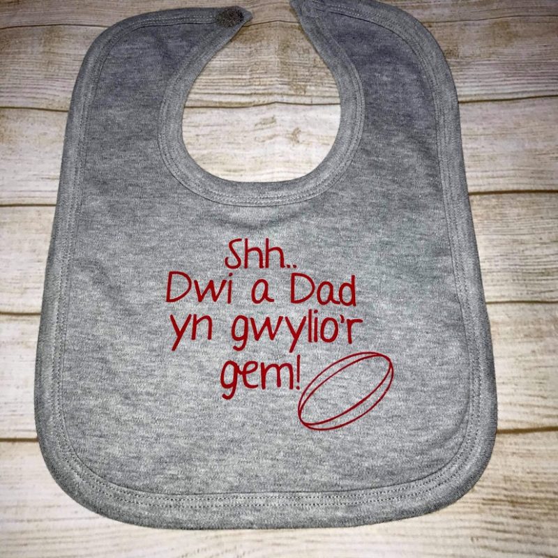 Welsh set of three rugby bibs -grey - Image 4