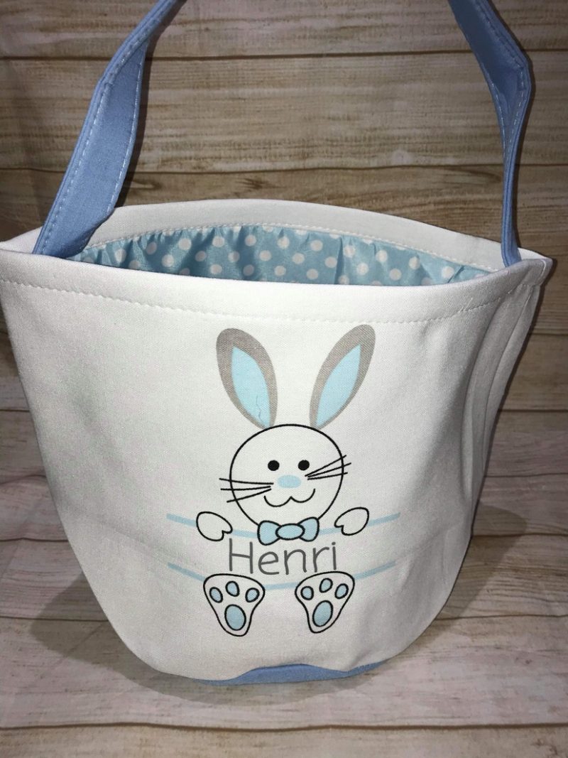 Personalised canvas easter bunny bag blue or pink - Image 4