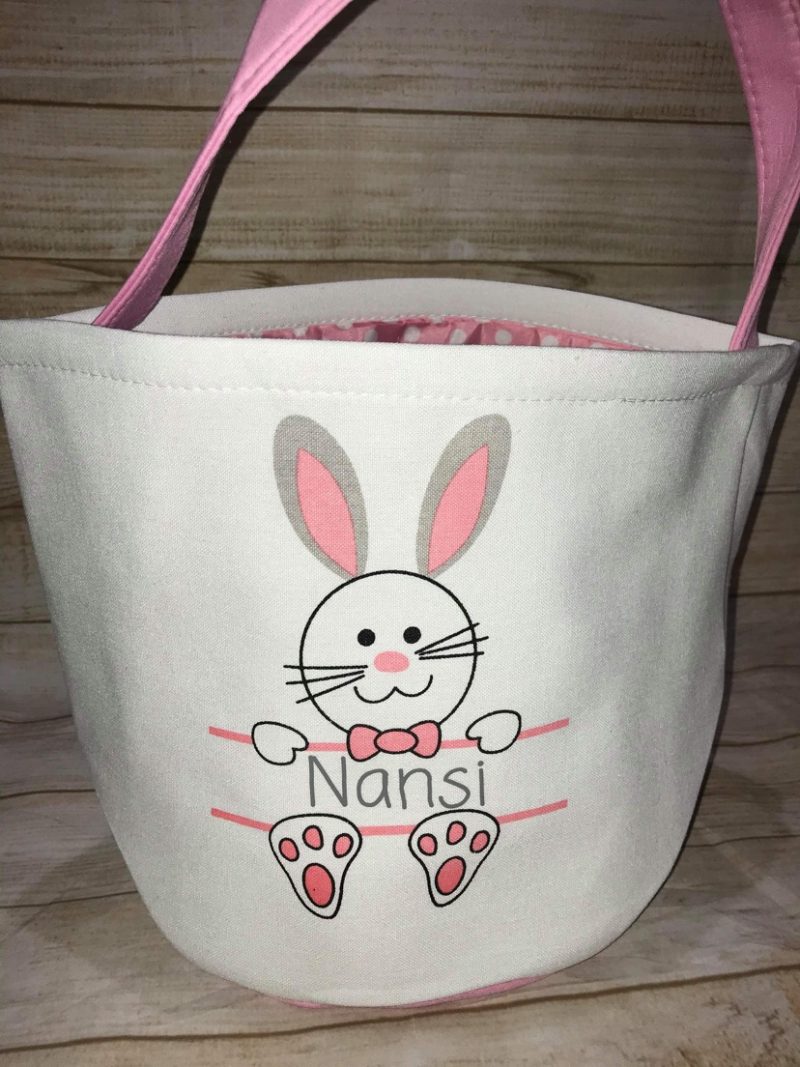 Personalised canvas easter bunny bag blue or pink - Image 2