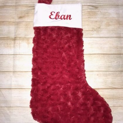 Personalised christmas stocking red and cream