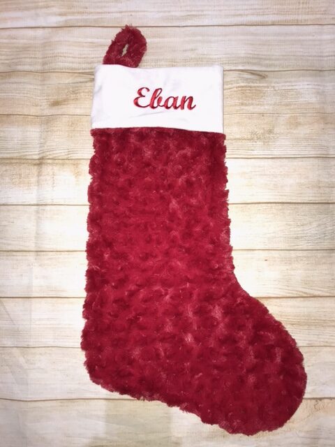 Personalised christmas stocking red and cream