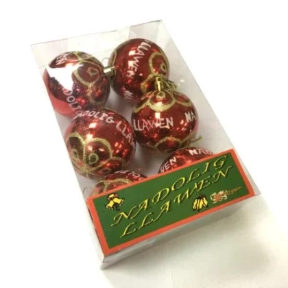 Nadolig llawen pack of 6 baubles