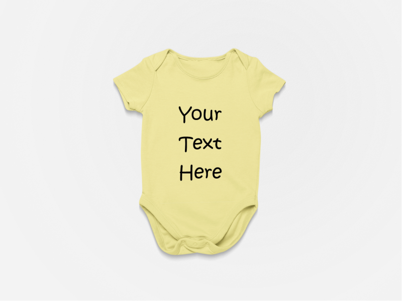 fest melyn a unrhyw ysgrifen/0-6 months Personalised Yellow Baby Vest