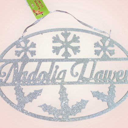 Wooden glitter nadolig llawen decoration