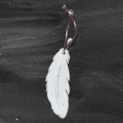 Welsh Christmas Decoration - Nadolig Llawen Nain-White Feather