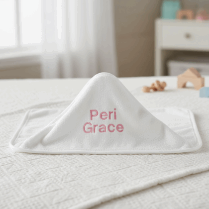 Personalised baby hooded towel white