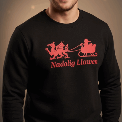 Black red dragon Welsh child and adult Christmas jumper-ready made