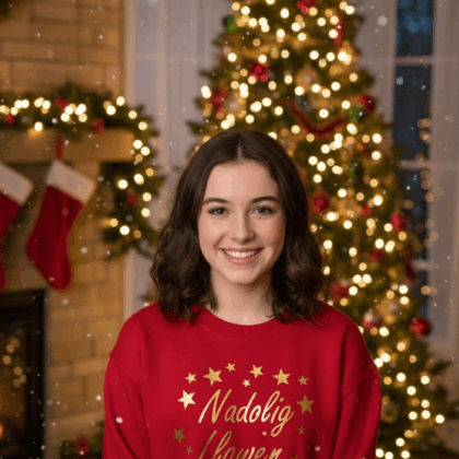 Red Stars Welsh child and adult Christmas jumper-ready made