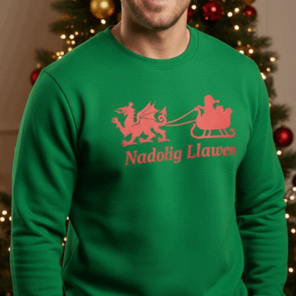 Green red dragon Welsh child and adult Christmas jumper-ready made