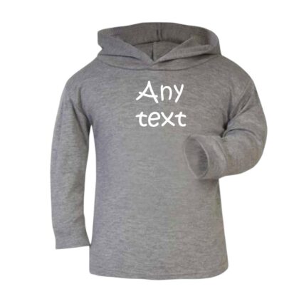 Cotton hoodie grey any text 6 months- 6 years