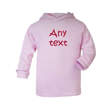 Cotton hoodie light pink any text 6 months- 6 years