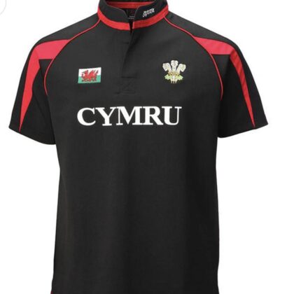 Kids Black Poly CYMRU Rugby Shirt