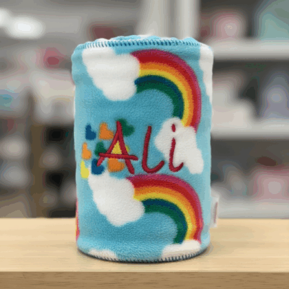 Personalised baby blanket rainbow cuddle fleece - any name