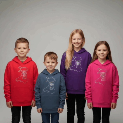 Airforce blue Wales map printed hoodies adult and child sizes