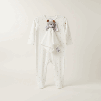 Baby neutral gift sleep suit and comforter
