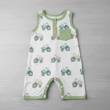 6-9 months green tractor baby outfit