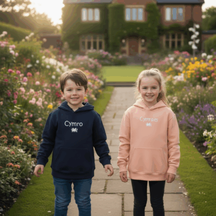 ‘Cymro/Cymraes ‘ welsh navy and salmon Hoodie 6months -6 years