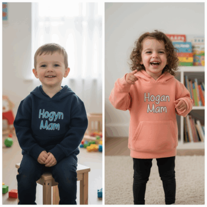 Hogyn/hogan Mam -welsh navy and salmon Hoodie 6months -6 years
