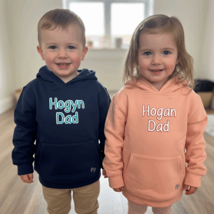 Hogyn/hogan Dad -welsh navy and salmon Hoodie 6months -6 years