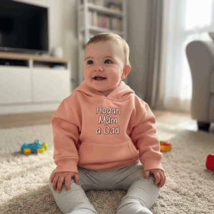 Hogyn/hogan Mam a Dad -welsh navy and salmon Hoodie 6months -6 years