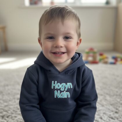 Hogyn/hogan Nain -welsh navy and salmon Hoodie 6months -6 years