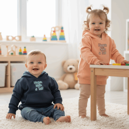 Hogyn/hogan Nain a Taid -welsh navy and salmon Hoodie 6months -6 years
